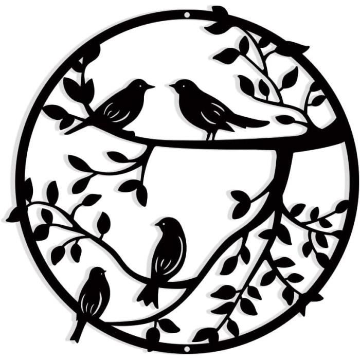 Silhouettes d'oiseaux en métal rouillé, décoration... - Grandado