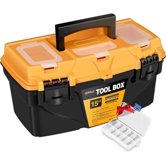 Boîte à outils 530x200x250mm acier avec 7 compartiments