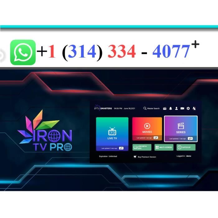 Abonnement IPTV Smarters Pro 1 An - Code D'activation Instantané - Compatible Android, Smart TV, Box