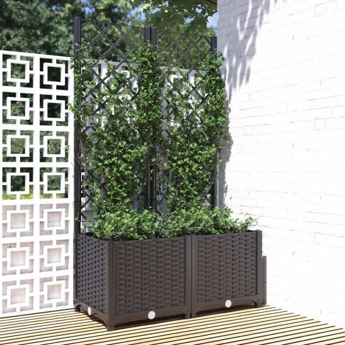 Vidaxl Jardinière avec Treillis Noir - vue 5