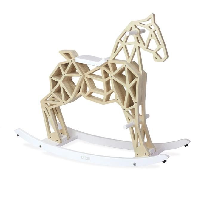 Cheval à bascule bois blanc sale