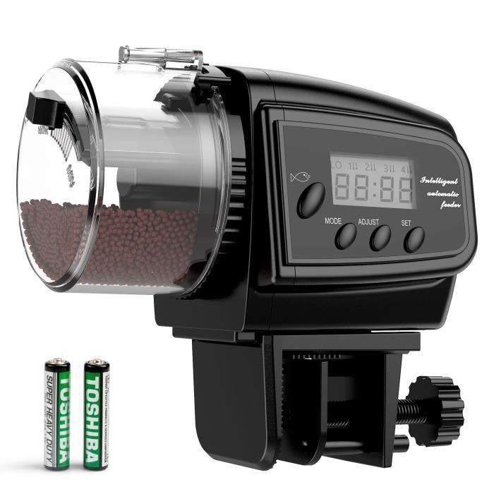 Meilleurs prix pour Distributeur Automatique de Nourriture pour Poissons avec Piles, Distributeur Poissons Réglable Multifonctionnel pour Petit