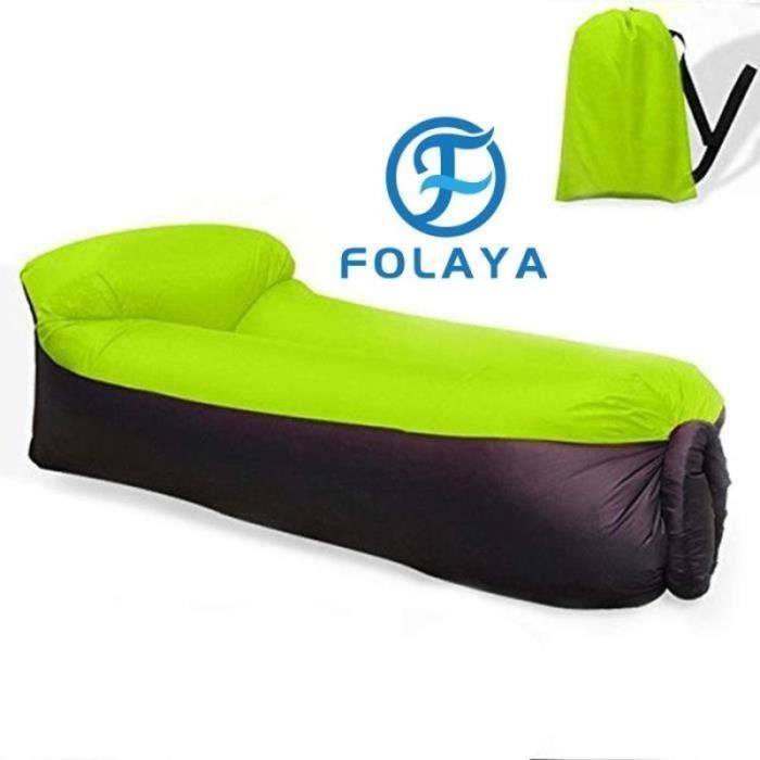 canape gonflable - fauteuil gonflable gonflable portatif pliable - folaya - vert - 1 personne - utilisation extérieure