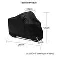 Housse de Protection pour Moto Polyester 190T Etanche Anti-UV, Couverture de Moto Anti-Poussière Noire - 265 * 105 * 125cm-1