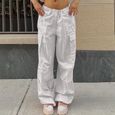 Pantalon de sport Cargo pour Femmes - Dioche - Taille basse avec cordon de lingerie - Blanc - Montagne - Fitness-1