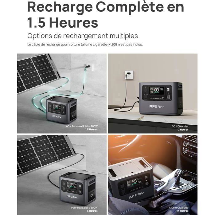 Station électrique portable - AFERIY - 2400W 2048Wh - Batterie LiFePO4 - Charge rapide 1.7h - 13 ports, UPS - Bricolage