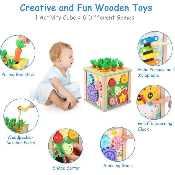 Jouets pour enfants, jouets en bois, bébés 0, 3, 6,12, 18 mois, 2