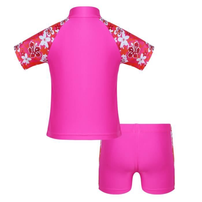 Maillot De Bain 3 Pièces Fille – Imprimé Floral, Top Tankini + Short + Slip, Taille 4 à 16 Ans