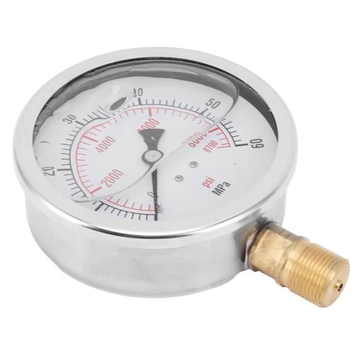 Manomètre Précision Mini 6000 PSI 1/8 NPT Noir - Micro Manomètre Dioxyde Carbone Soupape Haute Pression