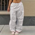 Pantalon de sport Cargo pour Femmes - Dioche - Taille basse avec cordon de lingerie - Blanc - Montagne - Fitness-2
