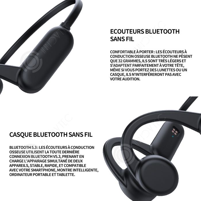 Casque à Conduction Osseuse Sans Fil Étanche - Pour Sport, Modèle Générique Neuf