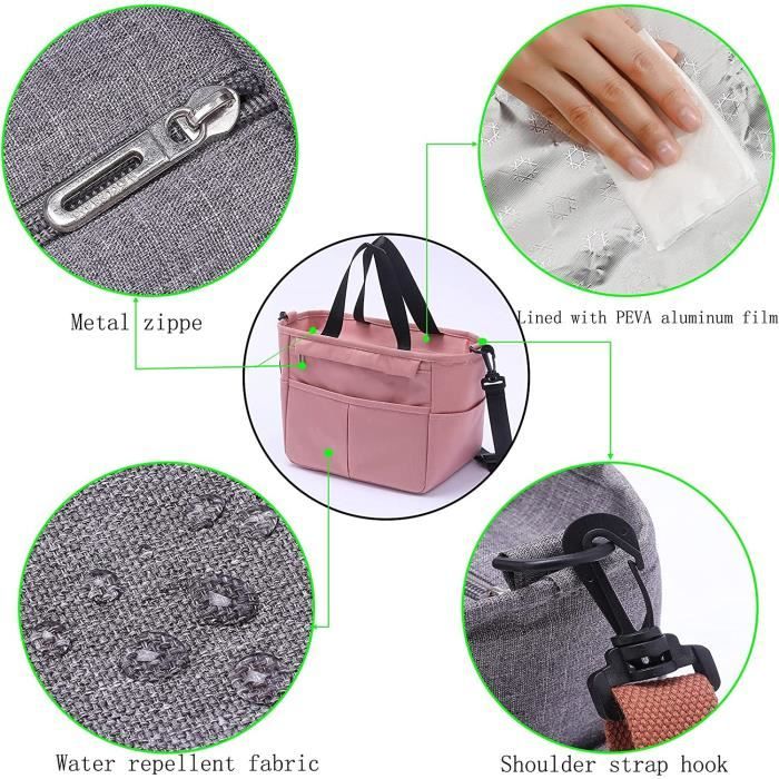 Sac Repas Isotherme 8L MCXKJ - Bandoulière Réglable - Isolation Chaud/Froid - Rose - Pour Bureau, École, Pique-nique