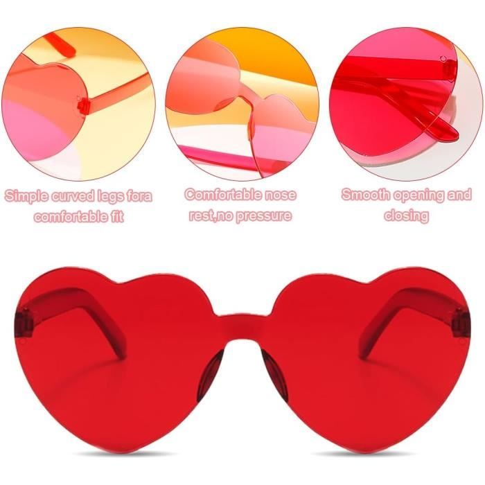 Sinmoe 16 Pièces 59 Pieds Boas en Plumes et Lunettes de Soleil en Forme de Cœur Boas de Déguisement Lunettes de Cœur sans Monture Accessoires de Fête pour Fournitures de Mariage Costume(Rose