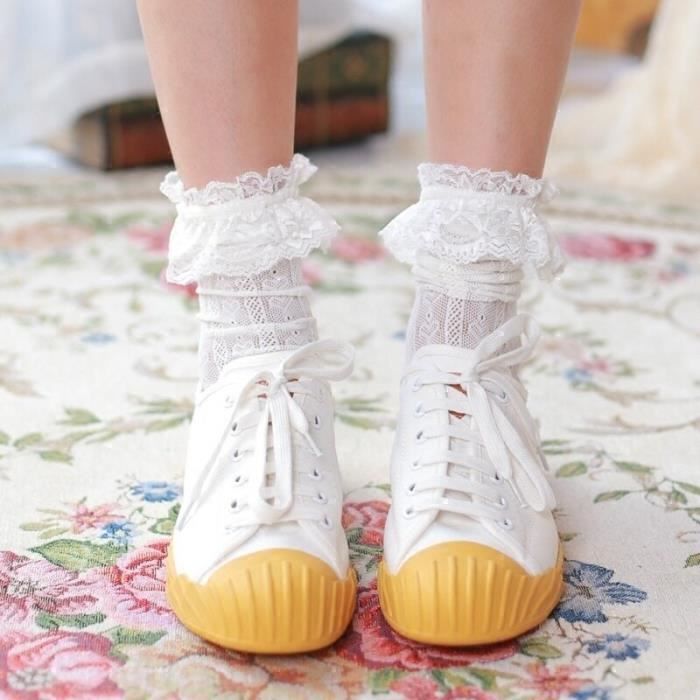 Lot De Chaussettes En Dentelle Pour Femme - Taille 35-38, En Nylon élasthanne, Pour Talons Ou Bottines (style Décontracté)