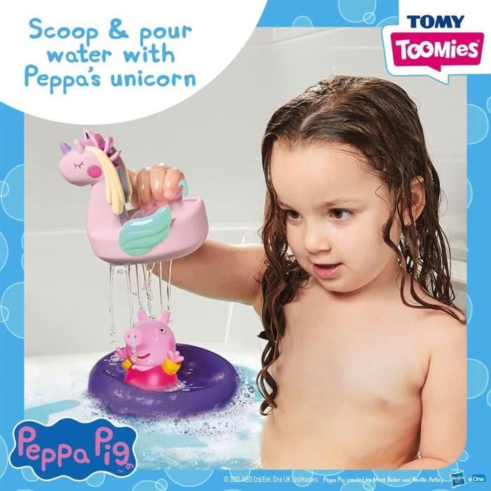 Toomies Tomy Peppa, Papa Pig, Eclabousseurs Peppa & George, bébés, Jouets de Bain Jouer dans l'eau, Convient aux Enfants de 18 Mois, 2, 3 et 4 Ans, E73159, Rose