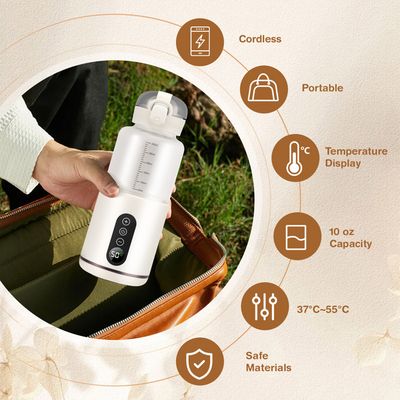 AVCXEC Chauffe-Biberon Nomade 300ml - Température Réglable 37-55°C - USB-C - Batterie 5200mAh - Rose