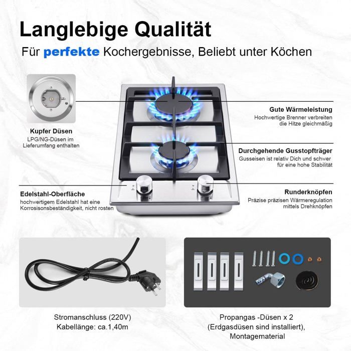 Plaque de cuisson à gaz, puissance de 4200W, allumage électronique — free download