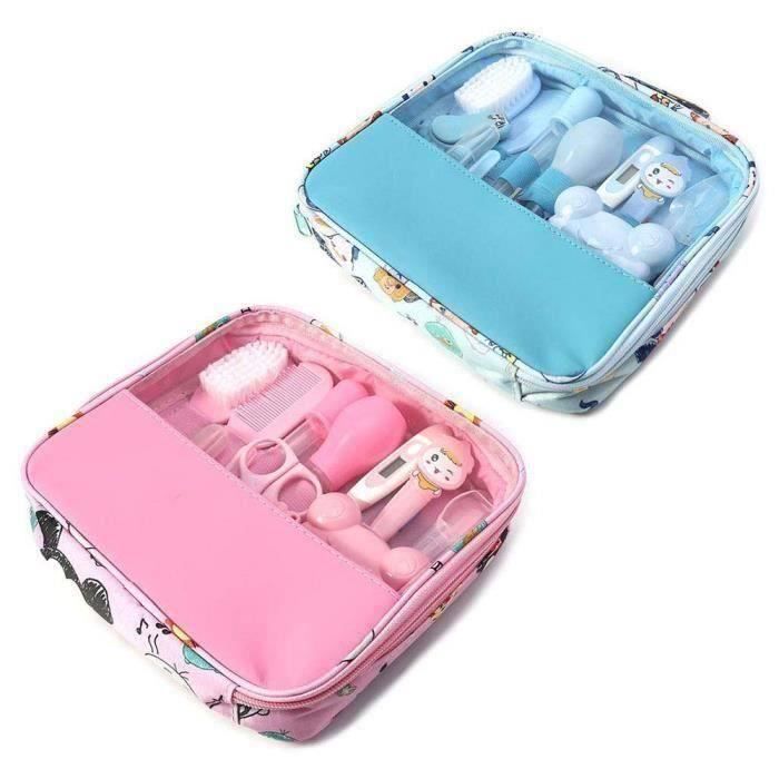 Trousse De Toilette Bébé 13 Pièces Rose – Kit Naissance Complet Avec Thermomètre, Coupe-Ongles, Brosse, Cadeau Naissance Idéal Nouveau-Né