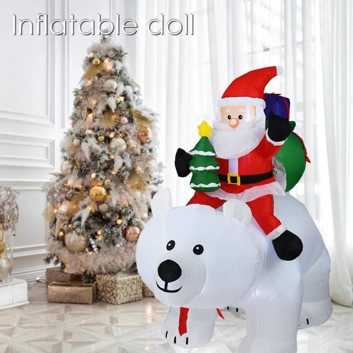 50pcs Décoration de noël,ours polaire illuminé gonflable de père Noël d