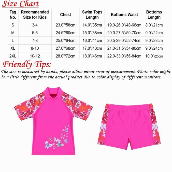 Maillot De Bain Bebe Fille Anti Uv TiaoBug Bébé Enfant Fille Maillot De Bain 2 Pièces Tankini Maillot De Bain Bébé Fille Anti Uv