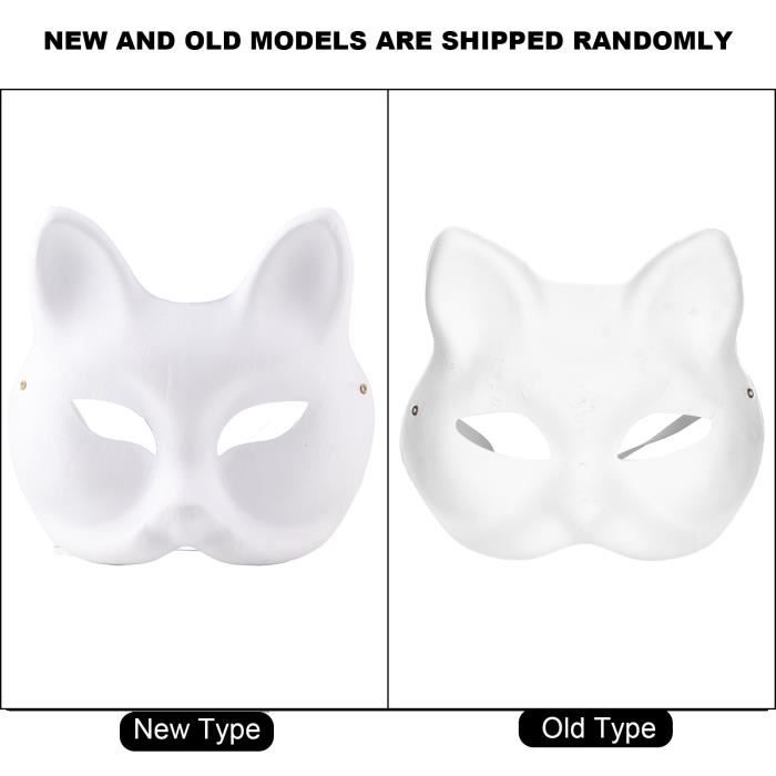 Masque de chat, 3pcs masques de renard vierge masquée bricolage peintable, personnalité de