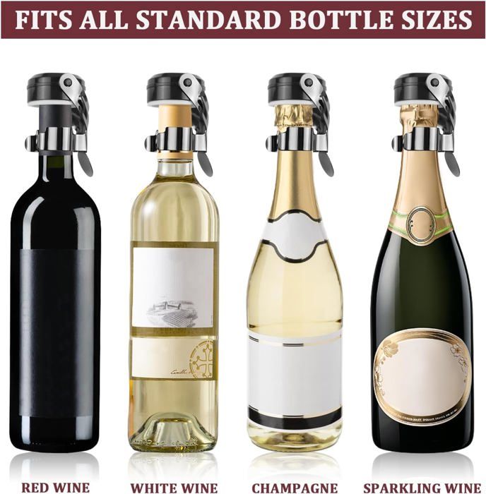 2 Bouchons Champagne Réutilisables - Étanches Et Style Noir Pour Garder Votre Vin Frais