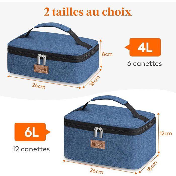 Sac Isotherme 7L – Glacière Souple, Garde Au Froid 12h / Chaud 5h, Imperméable, Poches Externes, Pour Pique-nique Et Bureau