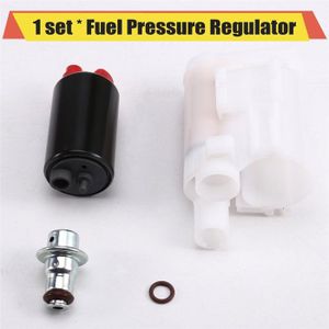 EVGATSAUTO Kit Régulateur Pression Carburant Réglable 100PSI Universel Avec Jauge - Argent Rouge Pour Voiture Haute Performance