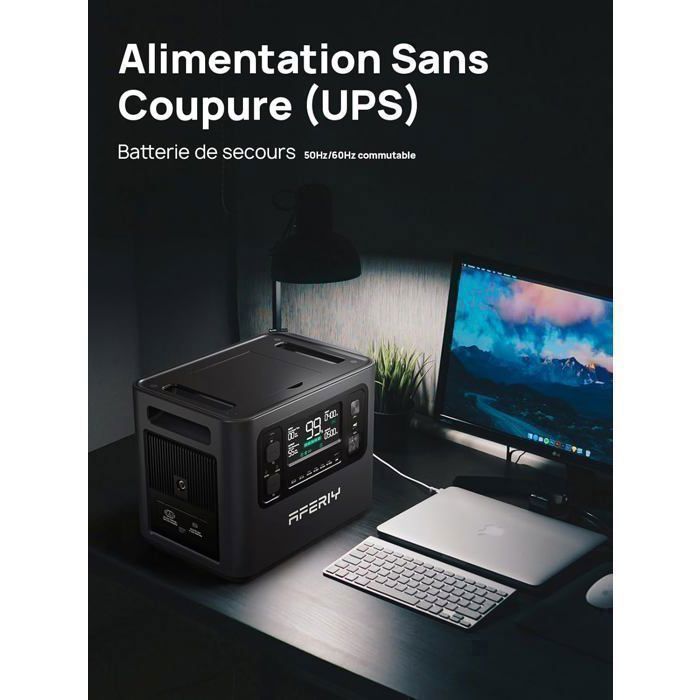AFERIY Stazione Di Alimentazione Portatile 2400W, Batteria LiFePO4 2048Wh, Ricarica Veloce 1,7h, 13 Uscite, UPS Per Campeggio E Emergenza - 2