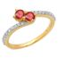 Bague Femme Bague De Fiancaille 14 Ct Or Jaune Rond Rubis Blanc