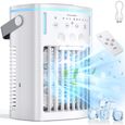 Climatiseur Portable, Nouveau Modèle 4 En 1 Ultra-Silencieux, Avec Réservoir D'Eau De 1000 Ml, Rafraîchisseur D'Air Par Évaporation
