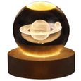 Lampe boule de cristal lumineuse saturne (6CM), lumière ambiante, lampe décorative, veilleuse, cadeau d'anniversaire, lampe de table-0