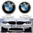 2 x  Carbone Bleu Blanc BMW  Logo Badge Embleme Capot 82mm + Coffre74mm-0