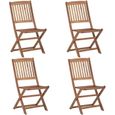 Ensemble de 4 chaises pliables d'extérieur en bois d'acacia massif - VIDAXL - Naturel - 48.5 x 57 x 91 cm-0