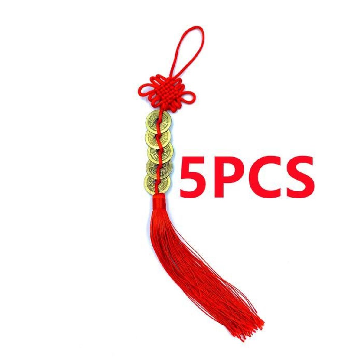 Porte-bonheur Chinois En Argent - Forme Losange Avec Pièces, Symbole De Prospérité Et Richesse