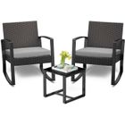 Salon de Jardin - Bealife - Fauteuil Respirant en Métal - Table Basse en Verre Trempé - Meuble de Jardin Extérieur - 2 Places -