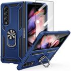 CHICHENG Coque Samsung Galaxy Z Fold 3 5G, Galaxy Z Fold 3 étui avec Support Béquille Magnétique et Protecteur d'écran Avant,Bleu