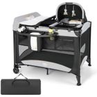 DREAMADE 5 en 1 Lit Parapluie Bébé Pliable avec Table à Langer,Berceau Amovible,Porte-Couche,Matelas, Roulettes avec Freins, 0-3