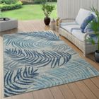 PACO HOME Tapis Intérieur & Extérieur Tissage À Plat Moderne Design Jungle Palmiers En Pastel Bleu [80x150 cm]