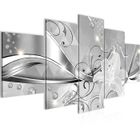 Tableau Décoration Murale 200x100 cm Runa art 201351c Fleurs D'Orchidée - 5 Panneaux Deco Toile Prêt à Accrocher - Gris