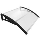 VOUNOT® Marquise auvent de porte d'entrée 100x80cm avec support central - Polycarbonate transparent - Anti-UV - Noir
