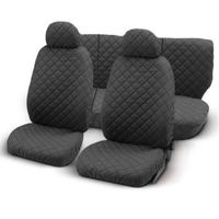 Housses de siège en tissue de coton piquées avec zip - gris foncè