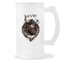 Chope de Bière Kevin Design Viking | Verre à bière pinte Cadeau Apéro Humour alcool pour amateur de bière