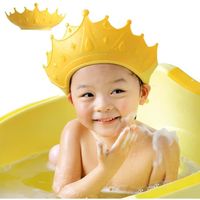 Bonnet de douche pour enfant,0 à 9 ans,Réglable Visière Bonnets de Bain Pour Enfants Protégez les Yeux et Oreilles des Enfants,Jaune