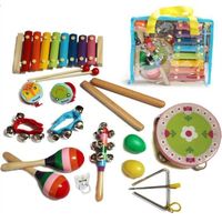 14PCS Instruments de Musique Jouets de Percussions Instruments avec Sac de Transport Pour Enfant Comme Cadeau à Noël,Anniver SA70977