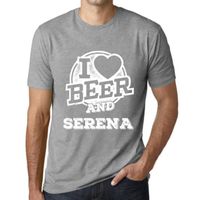 Homme Tee-Shirt J'Aime La Bière Et Serena – I Love Beer And Serena – T-Shirt Vintage Gris