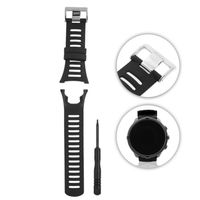 Zerone bracelet de montre en caoutchouc Bracelet de montre-bracelet en caoutchouc pour montre Suunto Ambit 1/2/3 (noir + argent)
