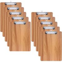 Lot De 12 Porte-blocs A5 En Bois Avec Pince - 215x146x3 Mm, Idéal Bureau, école, Restaurant, Prise De Notes