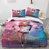 Parure De Lit Joker Harley Quinn Microfibre - Housse De Couette + Taie(s) - Taille Simple à Super King - Impressions 3D Vives - 5