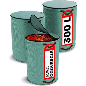 Sac De Jardin 272L Réutilisable - Imperméable Et Résistant - Avec Couvercle Et Poignées Renforcées